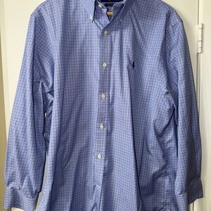 Polo Ralph Lauren Dress Shirt 17 32/33 Classic Fit Blue Check Button Down